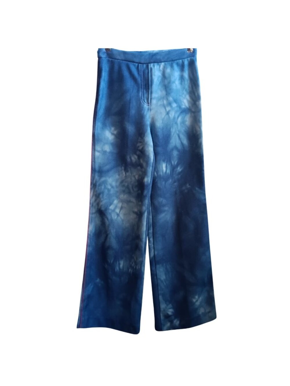 1970's Sears 28x32 Vintage Women's Pants Bellbottom Blue Tie-Dye Flared Stretch